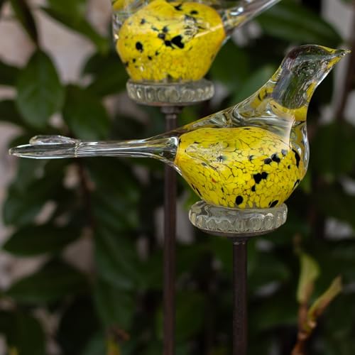 Handgefertigter Gartenstecker Aus Glas – Vogelfigur Auf Metallstift Für Dekorative Außenbereiche