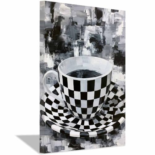 Tableau noir et blanc de qualité supérieure XENIOU art du café encadré