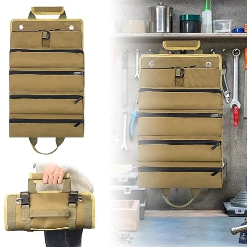 ERQIONGLYW Tool Bags for Men Tool Bag Organizer Electrician Tool Bag Backpack for Men Heavy Duty Small Canvas Tool Bag Khaki