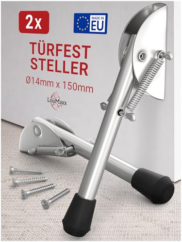 LouMaxx Türfeststeller - 2er Set Türhalter 14x150 mm verzinkt – Tor Feststeller - Torstopper Außenbereich - Ideale Tür Feststellung zum Schutz gegen zufallende Türen oder Tore