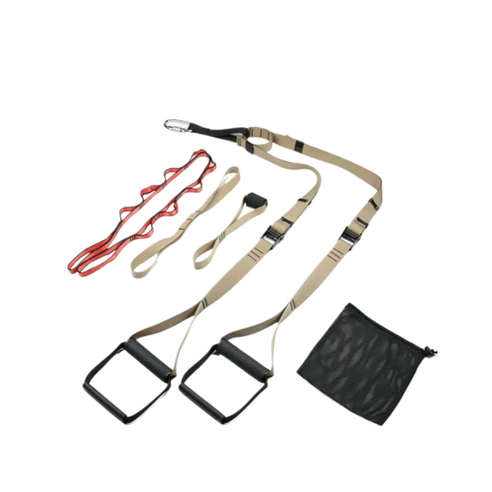 rockible Trainingsgurt Trainingsband Schlingentrainer Widerstandsband mit Türanker Und Verlängerung aus Robustem Polyester für Ganzkörperübungen für Zuhause, Sand