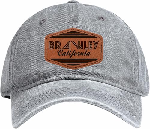 R and R Imports Brawley California City Retro Souvenir Dad Hat Unisex Soft Baseball Cap with Engraved Leather Patch Gray