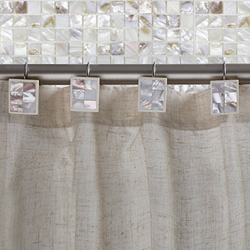 Creative Scents Decorative Shower Curtain Hooks - Set Of 12 Shower Curtain Rings For Bathroom Shower - Shower Hooks For Shower Curtain Finished In Modern Mother Of Pearl (Milano Collection) #TOP2