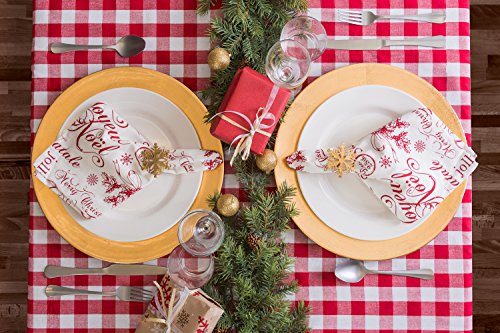 Dii Checkered Tabletop Collection 100% Cotton, Machine Washable, Tablecloth, 70" Round, Red #TOP5