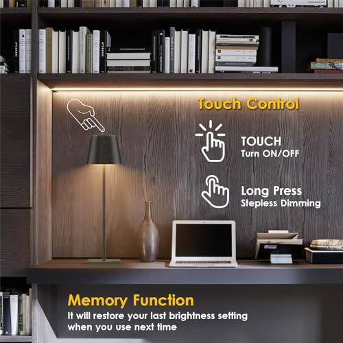 Aoceley 2-Pack Rechargeable Table Lamps Led Cordless Table Lamp 3W 5500Mah Battery Operated Table Light Stepless Dimmable Portable Table Lamp For Restaurant/Table/Bedroom/Outdoor thumb #2