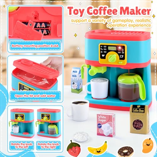 Play 3734 Kitchen Appliances Toys Set, Pretend Play Kids Kitchen Playset With Coffee Maker, Toy Blender And Play Foods thumb #2