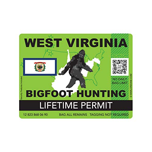 fagraphix West Virginia Bigfoot Hunting Permit Sticker Die Cut Decal Sasquatch Lifetime FA Vinyl - 4.00 Wide
