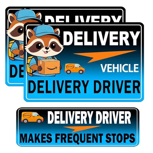 Flex Delivery Driver Car Magnet 3PCS Frequent Stops Removable Set Delivery Vehicle Magnet Car Door and Bumper Sign High Reflective Waterproof Weather-Resistant