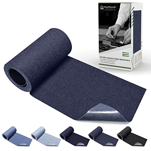 Image of KING MOUNTAIN Iron-on Repair Patch,3 inchx60 inch100% Cotton Denim Iron-on Repair Patch, Jeans and Clothing Repair and Decoration Kit (Blue)
