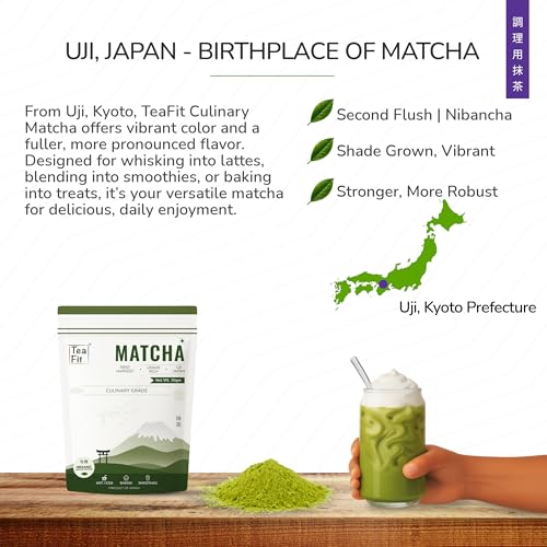 Image of TeaFit Culinary Japanese Matcha Tea Powder, 30 grams | Sourced from Uji, Japan | 100% Pure & Authentic Culinary Grade Green Tea | Rich in Anti-Oxidants | Everyday Matcha