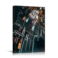 Canvas Wall Art Road Lights Cityscape Colorful Modern Multicolor Neon Photography Places - 12x18 inches