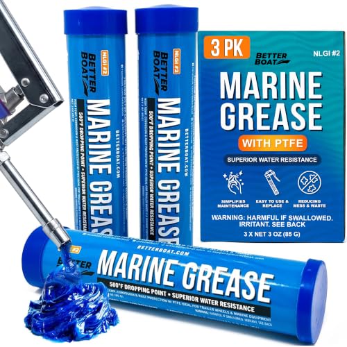 3PK Mini Marine Grease Tube 3 Oz Cartridge Waterproof High Temp Wheel Bearing Lubricant NLGI 2 for Boat Trailer Bearings and Grease Guns 3-Pack
