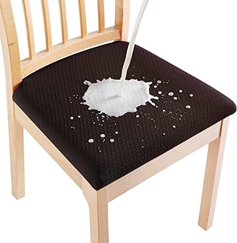 smiry Stretch Chair Seat Covers for Dining Room, Beige 4PC Jacquard Dining Chair Seat Cushion Protectors Chair Slipcovers