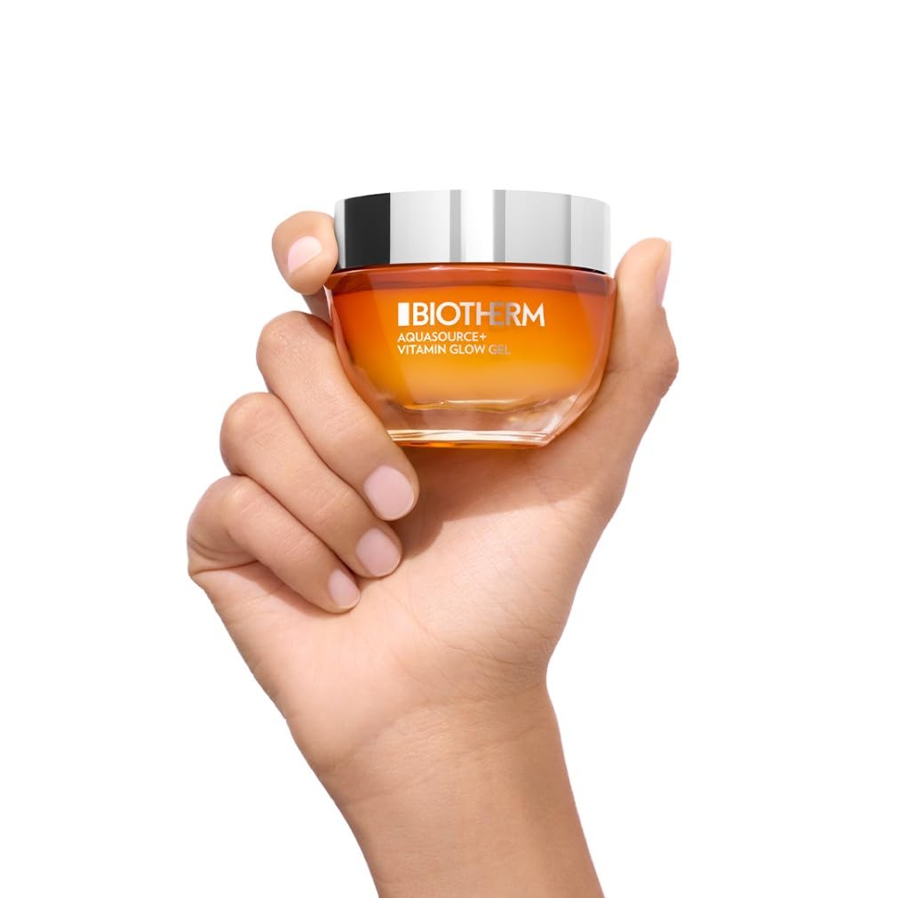 Biotherm Aquasource Vitamin Glow, Gel Crema Hidratante, Rostro Luminoso, Barrera Cutánea Reforzada, Enriquecido con Vitamina B3 y Astaxantina, 50 ml.