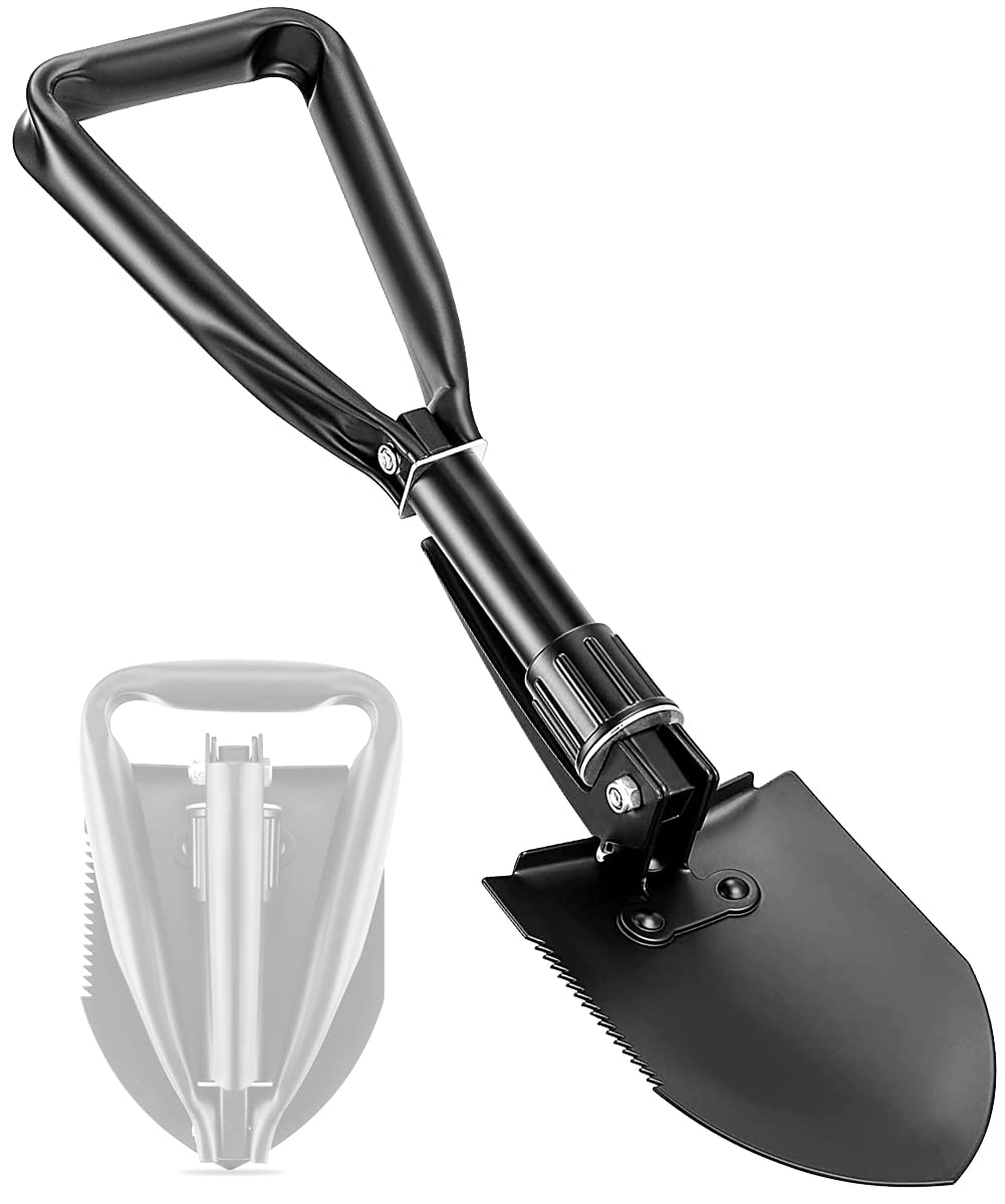 Folding Shovel, 47cm Lightweight Digging Shovels High Carbon Steel Portable Snow Shovel for Outdoor Camping Backpacking Hiking Car Emergency Home Garden-image-36