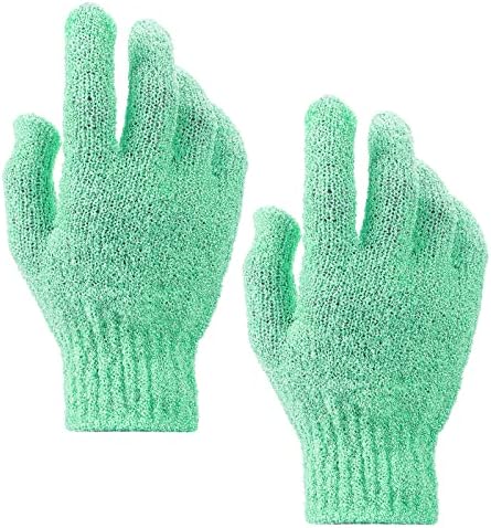 Sibba 1 Pair Bath Gloves for Shower Natural Loofah Exfoliating Wash Gloves for Body and Face, Dead Skin Remover, Double Sided Microfibre Shower Body Gloves for Adults and Kids