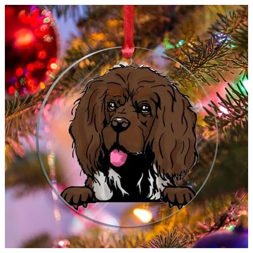 WoGuangis Christmas Ornament - Russian Spaniel Acrylic Christmas Stocking Filling Gift Watercolor Peeking Dog Mom Christmas Tree Hanging Ornament Puppy Dog Animal Christmas Party Supplies