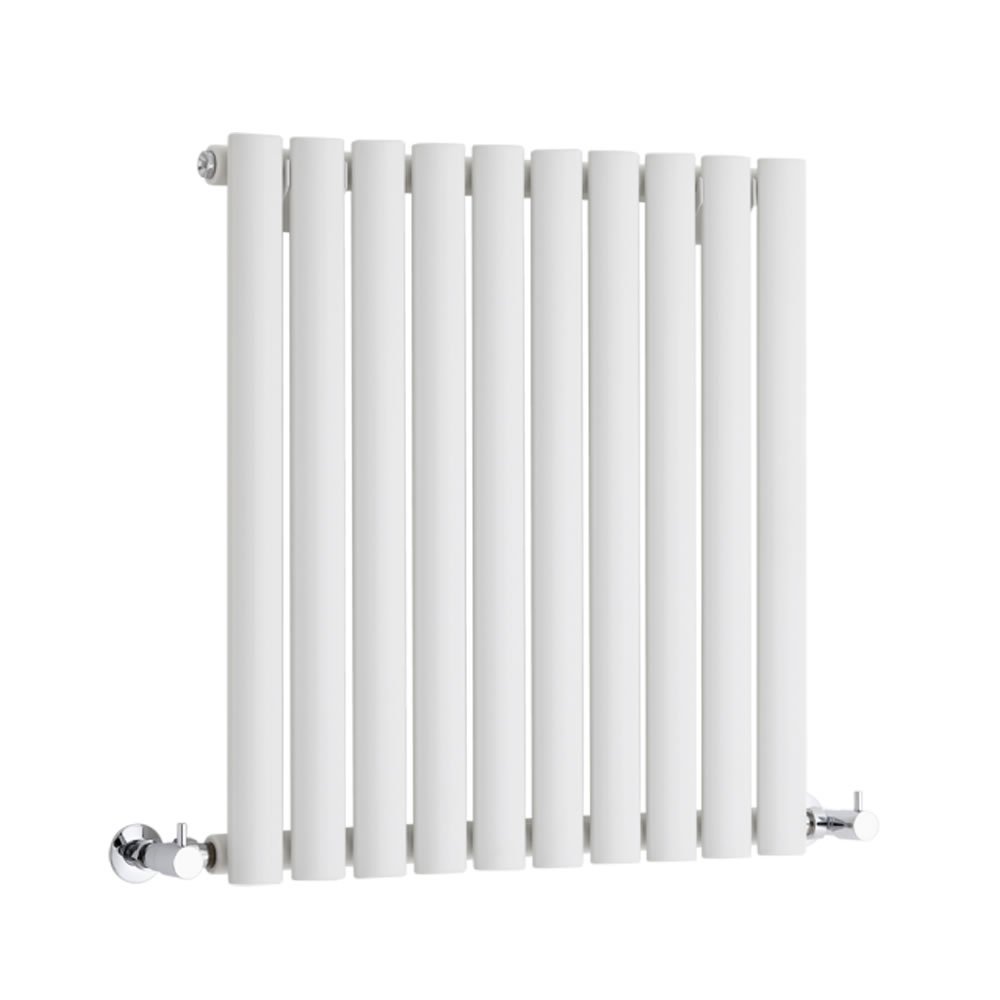 Milano White Aruba Horizontal Single Oval Panel Radiator - 635Mm X 595Mm