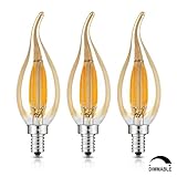 CRLight LED Candelabra Bulb 4W 2500K Warm White, 40W Equivalent 400LM E12 Base Dimmable LED Candle Bulbs, C35 Gilded Glass Flame Shape Bent Tip, 360 Degrees Beam Angle, 3 Pack