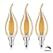 CRLight 4W Dimmable LED Filament Candle Light Bulb, 2500K Warm White 400LM, E12 Candelabra Base Lamp, C35 Flame Shape Bent Tip, Gilded Glass Cover, 40W Incandescent Equivalent, 3 Pack