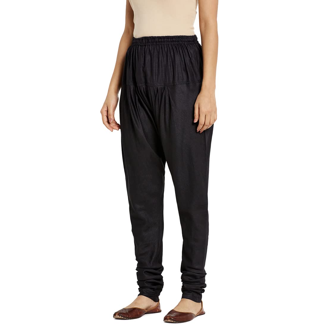 Fabindia Women Blend Drawstring Churidar Viscose_Xs Black