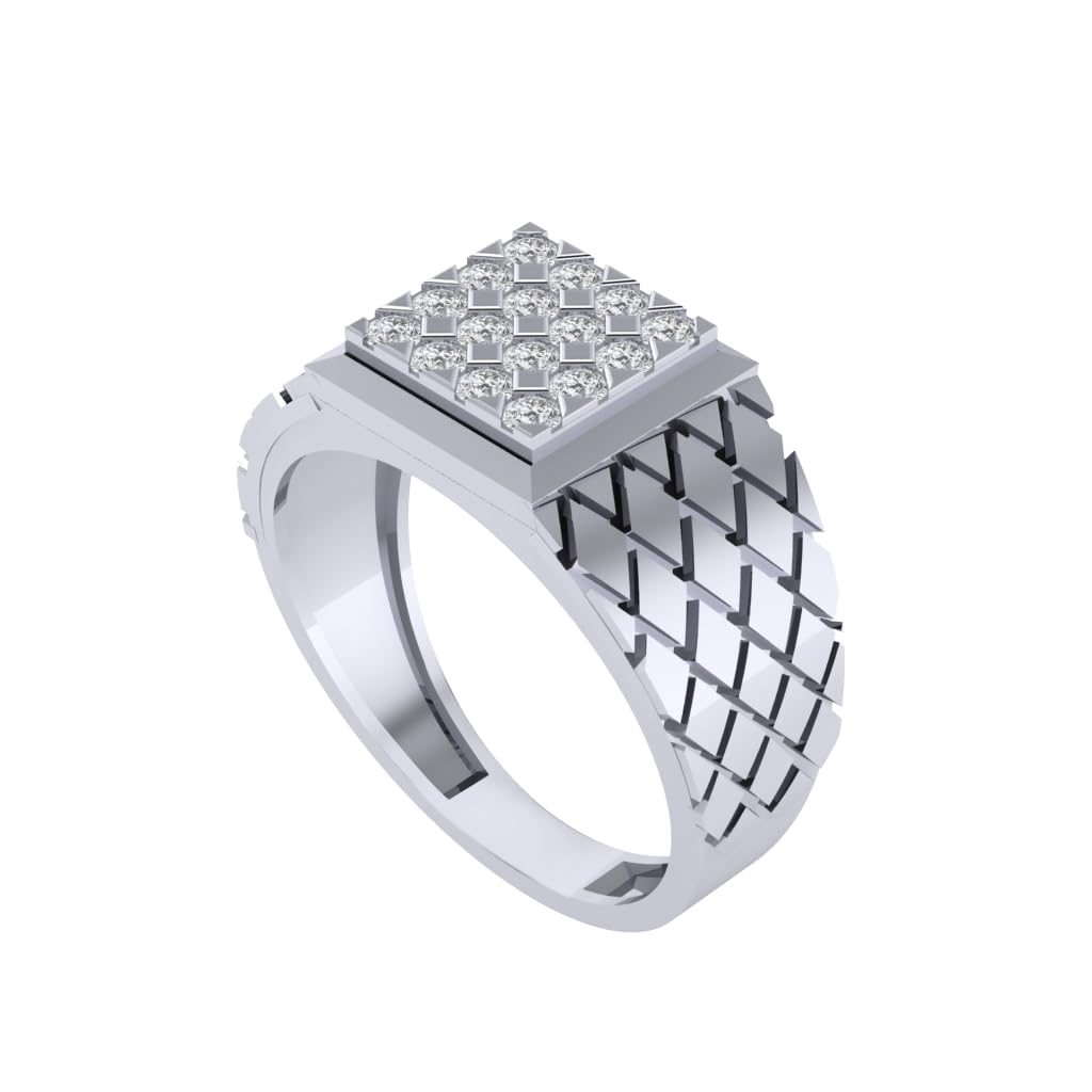 Pure 925 Sterling Silver Modern Designer Band Ring | Gold, Rhodium, Rose Gold Plating Options | Diamond Ring Gift for Men and Boys | Model RSM00158-image-38