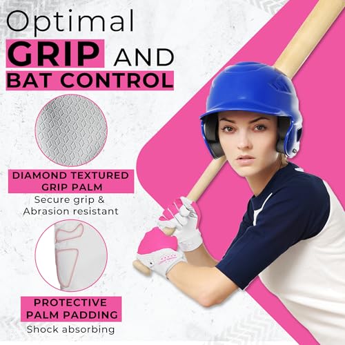 Image of HANDLANDY Baseball Batting Gloves for Adult Youth, Grip Breathable Softball Batting Gloves Fit Men Kids Boys Girls