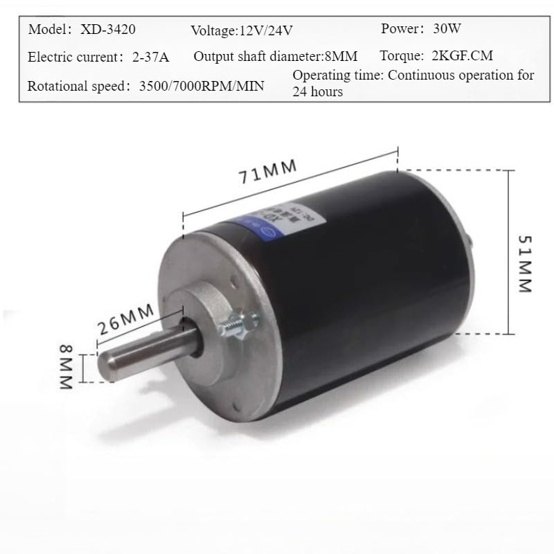 1pc XD-3420 30W High Motor 12V/24V Permanent Magnet Mini Motor DIY Generator CW/CCW with Bracket(24V7000RPM)