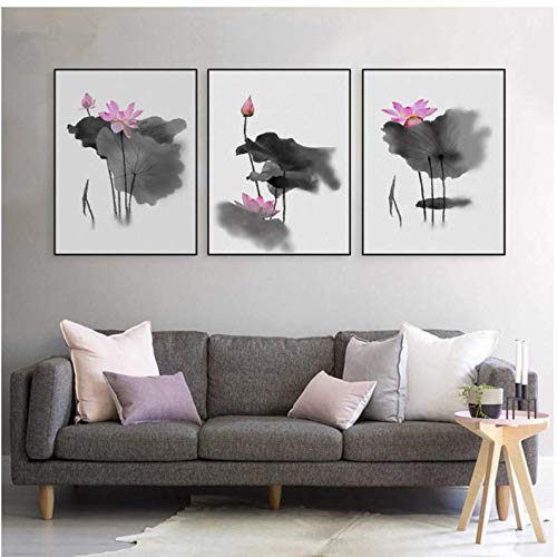 Affiche encre de Chine lotus pour créer un salon zen et une déco murale asiatique épurée