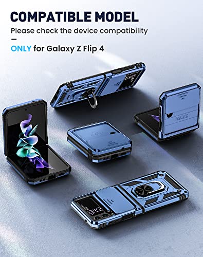 Goton Capa para Galaxy Z Flip 4, capa Samsung Z Flip 4 com capa de câmera e suporte de anel [proteçã