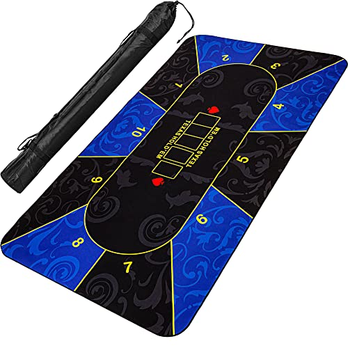 Tapis De Poker GAMES PLANET XXL Jusqu'à 10 Joueurs - Vert/Noir, Bleu/Noir Ou Rouge/Noir Avec Sac Transport