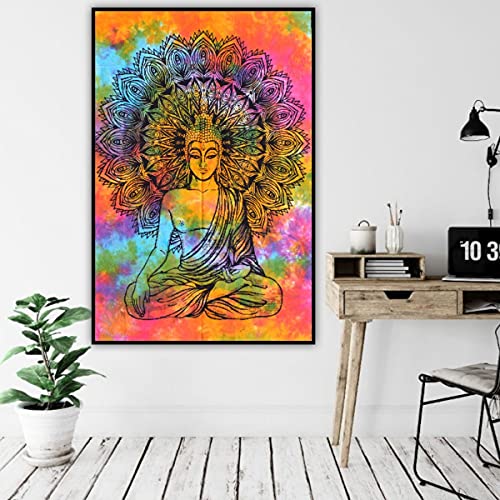 Tapiz mandala Gautama para colgar en pared: póster de algodón multicolor de 40x30 pulgadas 2