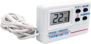 LCD Fridge Freezer Thermometer Digital Refrigerator Thermometer with 2 Sensor & Alarm Indoor Outdoor Temperature Gauge Refrigerator Temperature