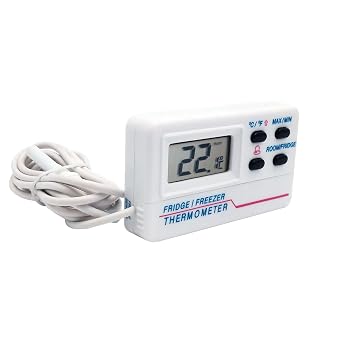 Thermometer Digital Refrigerator Thermometer Indoor Outdoor Fridge Freezer Thermometer with 2 Sensor and Alarm for Home Restaurant