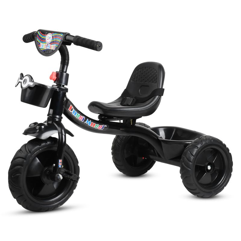 duggi muggi Baby Tricycle for Kids with Basket Multicolor and Blue Tricycle for Baby Girl or Baby Boy or Toddler 1, 2, 3, 4, 5 Year Children | Best Ride on | Kids Star Baby Tricycle - Black
