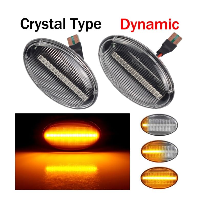 2pcs Voyant de répéteur feu position latéral dynamique for Benz for Smart W450 W452 for classe A W168 for Vito W639 W447 for Citan W415(Dynamic Crystal)