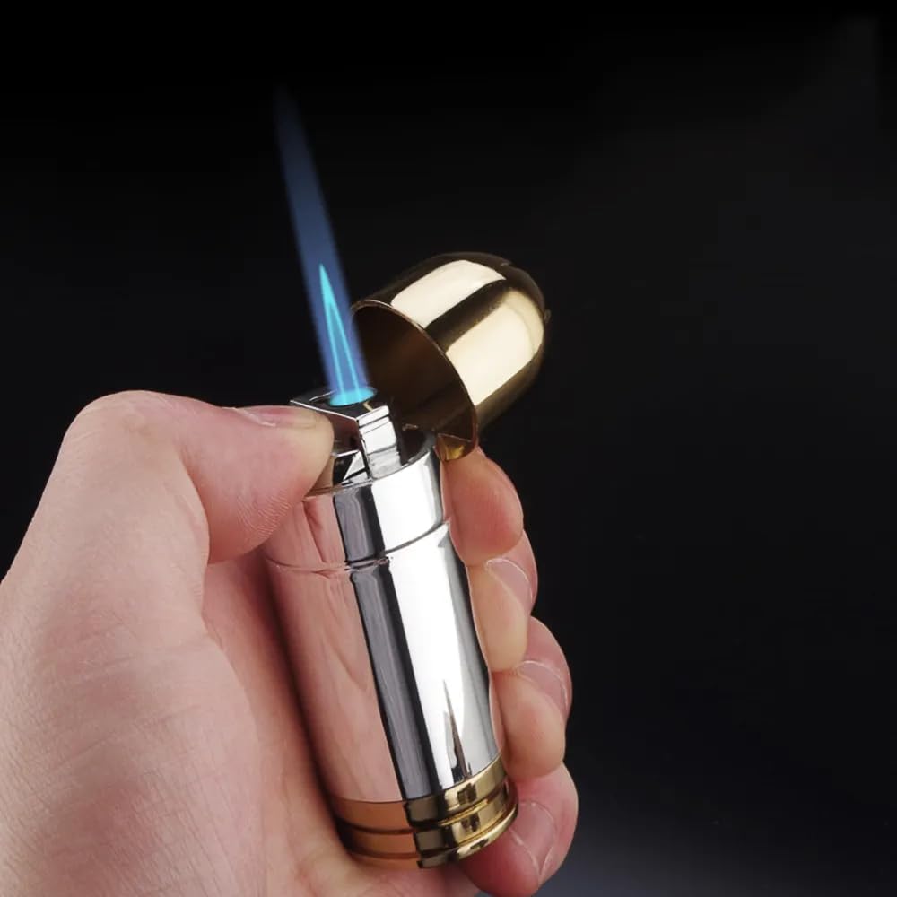Amazon.com: Bullet-Shaped Torch Lighter, 3-Inch, Blue Flame, Butane  Refillable with Bottle Opener, Silver and Gold : Health & Household
