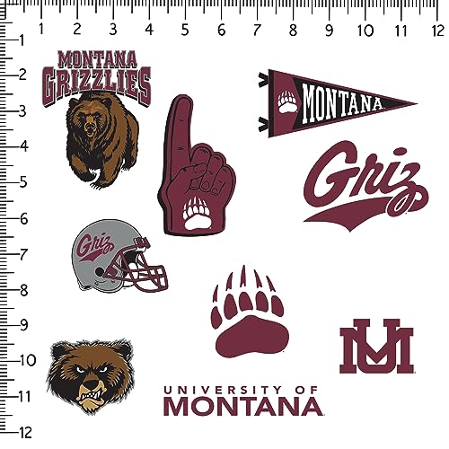 Image of University of Montana 9ct Vinyl Large Deluxe Stickers Variety Pack - Laptop, Water Bottle, Scrapbooking, Tablet, Skateboard, Indoor /Outdoor - Set of 9