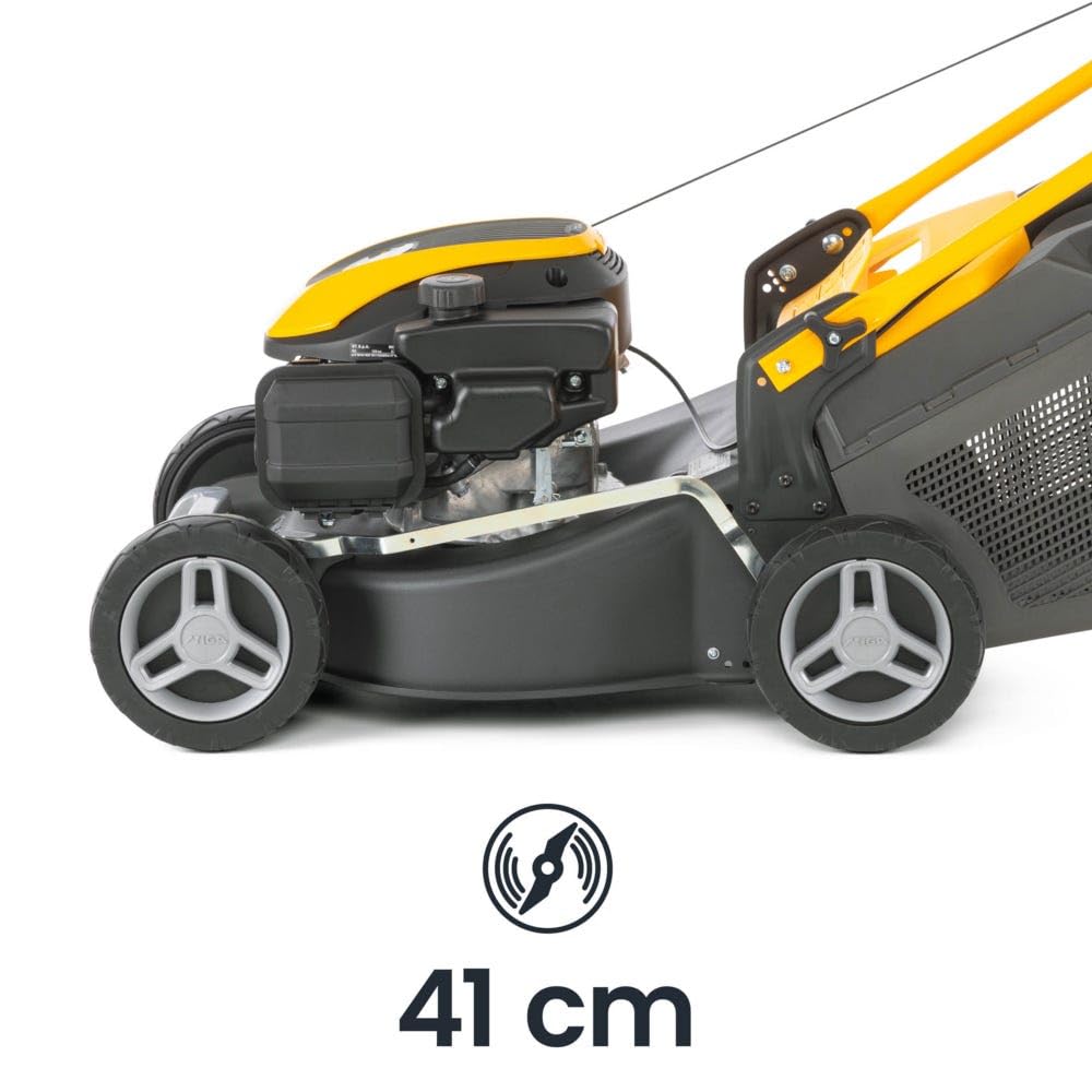 STIGA Collector 43 - Cortacésped de explosión 123 cm³ 1,9 kW, Ancho de Corte 41 cm, Carcasa de Acero, Avance por Empuje, Ajuste centralizado de la Altura de Corte, Bolsa Recogida de 60 litros