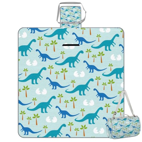 Shimoshe Picnic Blankets 57”x 59”, Dinosaur Tree Waterproof Sandproof Picnic Mat Lightweight Foldable Beach Blanket for Camping Park Grass Beach Outdoor Blanket