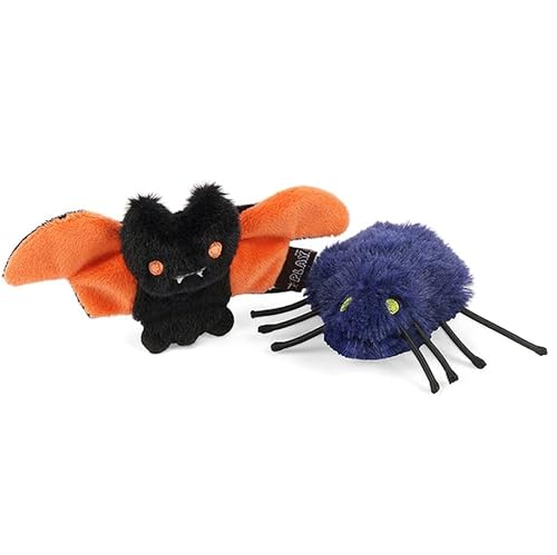 P.L.A.Y. Cute Cat Toys - Feline Frenzy Halloween Themed Catnip Filled Crinkle Toys, Great for Adult Cats & Kittens - Machine Washable, Double Stitched, Recycled Materials (Creepy Critters, Set of 2)