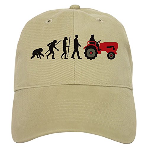CafePress Evolution of Man Farmer with A Tractor Baseball Ca Unique Adjustable Baseball Hat Khaki