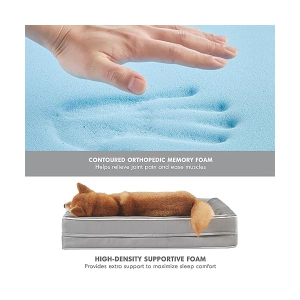 Orthopädisches Hundebett für mittelgroße Hunde, luxuriöses Haustiersofa aus Memory-Schaum für Hunde und Katzen, abnehmbarer und waschbarer Bezug, wasserdicht, langlebig, Grau – Bild 7