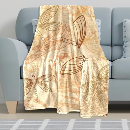 Couverture Polaire Rétro Libellule Plaid Chaude Douce Canapé Lit
