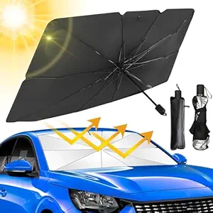 Tiyafuro (57 31 inches) Car Sun Shade for Windshield Foldable Car Sun Umbrella for UV Sun and Heat Protection