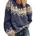 Produktbild HUIPYOU Damen Herbst Winter Rundhals Casual Lose Mohair Grobstrick Jacquard Damen Pullover, blau, M