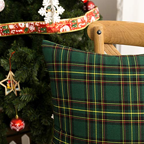 Image of AQOTHES Christmas Plaid Decorative Throw Pillow Covers Green 18x18 Inches