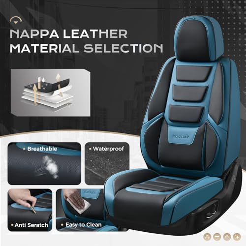 Image of Coverado Car Seat Covers, Front Covers for Cars, Car Seat Cover Front Seats, Car Seat Protector Waterproof, Leather Car Seat Cushion, Universal Interior Covers Seat Protectors for Most Cars