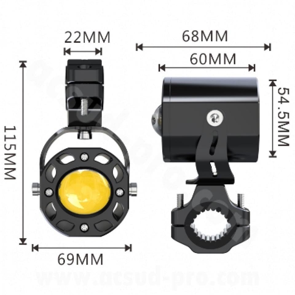 RB MAX Feu additionnel à LED ECOBENE 12V 50W longue portée compatible avec moto ECO-KD168