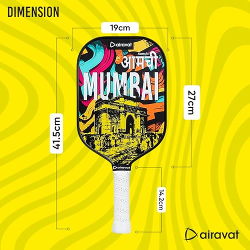 Image of City Edition 7416 (Mumbai) Pickleball Paddle Features 3K Carbon, hot-Pressed Build for Power, Spin, and Control. India's 1st Paddle Blending City Heritage with Modern Design for top Performance.